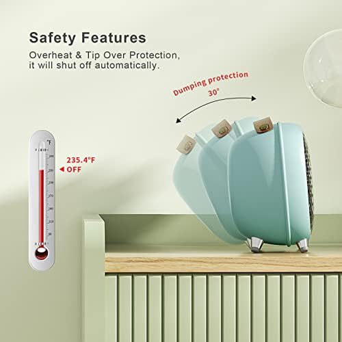Vteilas 800W Electric Space Heater with 3 Modes and Safety Features