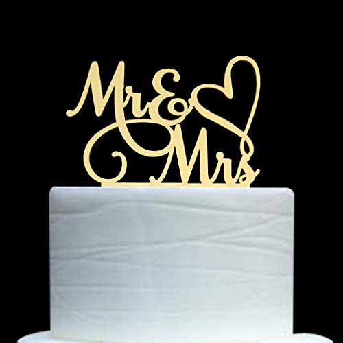 AMINJIE Mirror Gold Cake Topper for Wedding