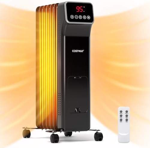 COSTWAY Oil Filled Radiator Heater with Remote Control and 24H Timer