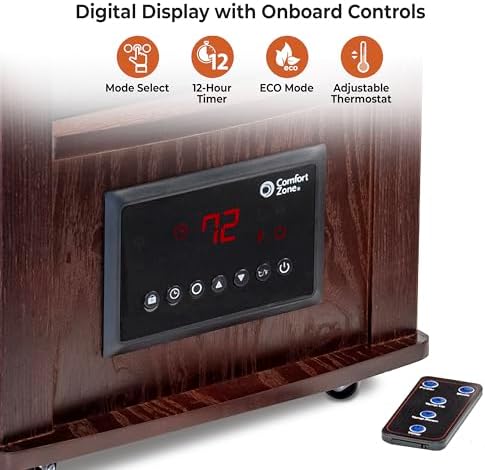 Comfort Zone Wood Cabinet Space Heater with Remote Control