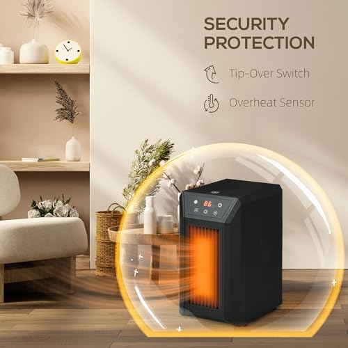 HOMCOM 1500W Electric Space Heater with Remote and 3 Modes 1