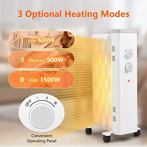 COSTWAY 1500W Oil Filled Radiator Heater with 3 Heat Levels