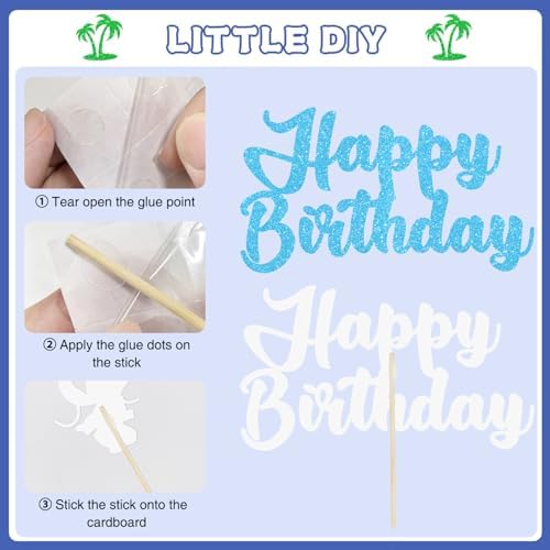 10pcs Glitter Cartoon Cake Toppers for Birthday Parties 1