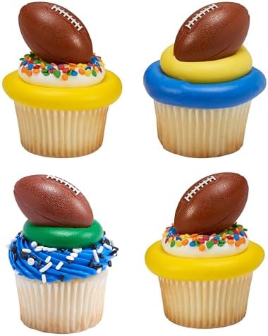 DECOPAC 3D Football Cupcake Toppers - 24 Pack