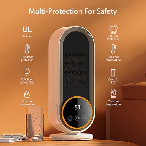 Cinbasr Space Heater - 1200W PTC Ceramic Rapid Heating with Remote Control