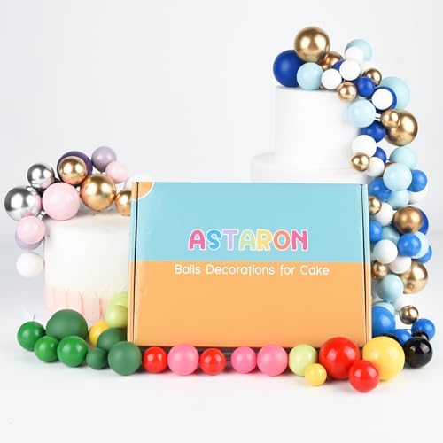 ASTARON 32 Pcs Pink Gold Ball Cake Decorations