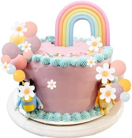 Qoadwem Boho Cake Toppers 26pcs Rainbow Daisy Decorations