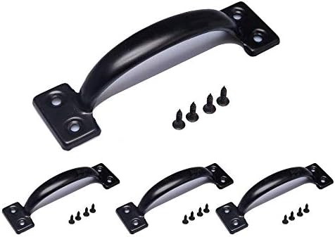 Tebery 4 Pack 6-12 Inch Black Gate Handles