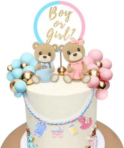 LEFUBABY Bear Cake Toppers Gender Reveal Party Decorations