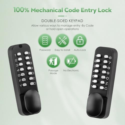 ANNFUZ 100 Mechanical Keyless Entry Door Lock Set Matte Black