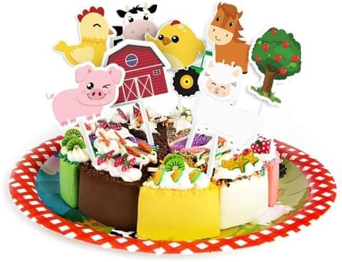 WERNNSAI 36 Farm Animal Cupcake Toppers - Farm Theme Decorations
