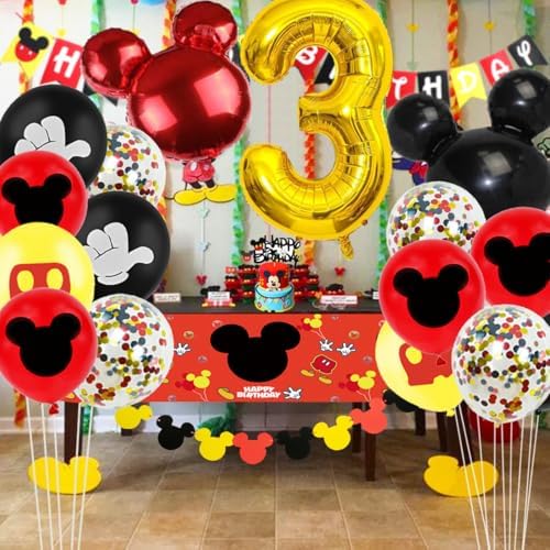 Nyhpar Cartoon Mouse 3 Year Birthday Decor Set