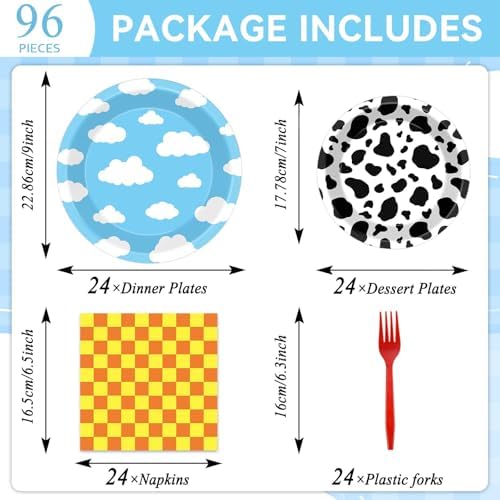 96PCS Cartoon Story Party Plates Napkins Set