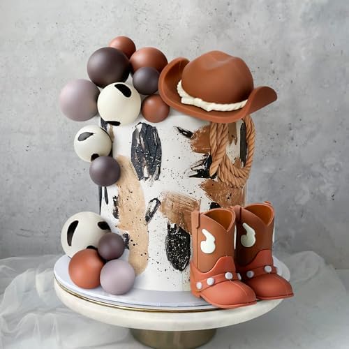 Zafena 16PCS Cowboy Cake Topper Set Brown 1