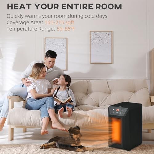 HOMCOM 1500W Electric Space Heater with Remote and 3 Modes 1