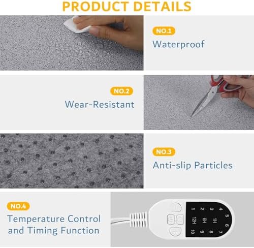 QOUBAI Heated Floor Mat 22x20 Inch Foot Warmer for Home Office