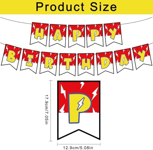 Pre-Strung Red White Yellow Happy Birthday Banner for Anime Theme Party