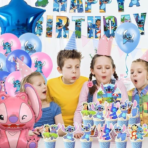 Lilo and Stitch Birthday Decorations 48PCS Party Supplies Set