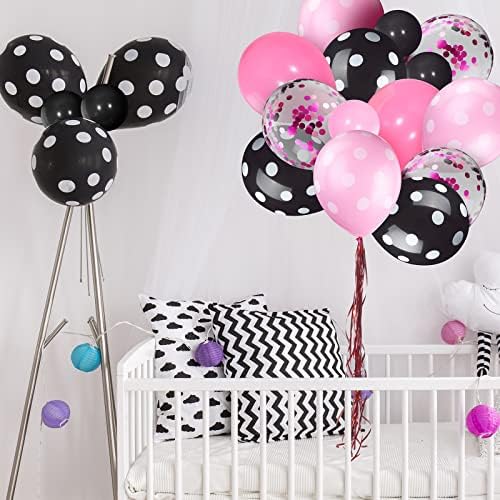 75 Piece Mouse Balloons Party Decor Set Pink Black