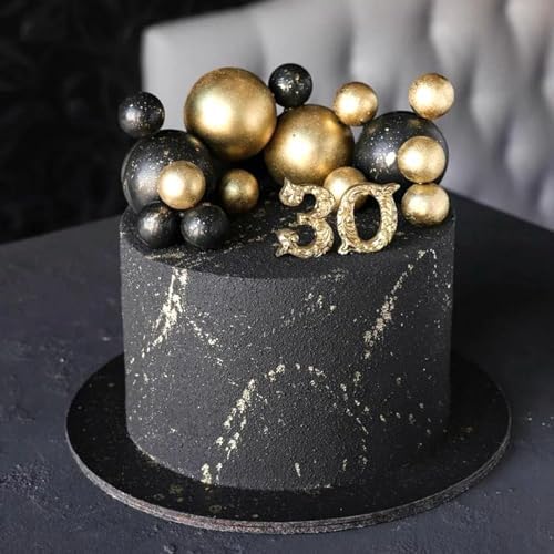 ASTARON 20 Pcs Gold Ball Cake Topper Decorations