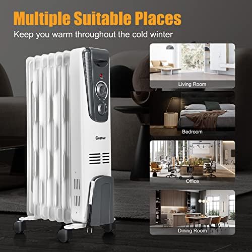 COSTWAY 1500W Oil Filled Radiator Heater with 3 Heat Settings