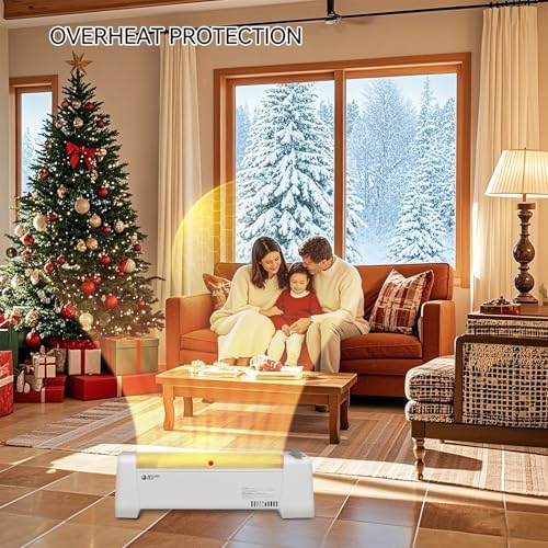 BEYOND HEAT Electric Baseboard Heater - 1500W Convection with Thermostat and Overheat Protection
