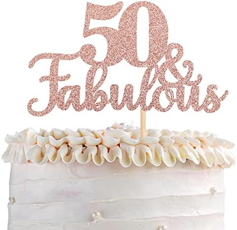 ZHUOWEISM 50th Birthday Cake Topper Rose Gold