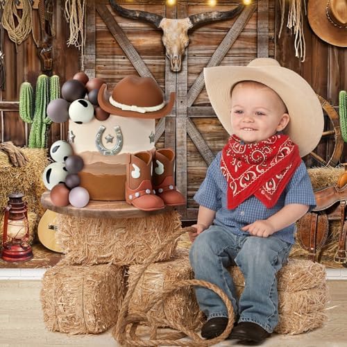Zafena 16PCS Cowboy Cake Topper Set Brown 1