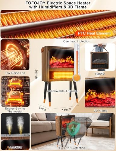 Electric Space Heater with Humidifier and 3D Flame 1