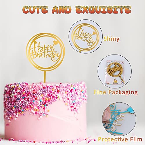 10-Pack Gold Birthday Cake Toppers - 4x6 Inch