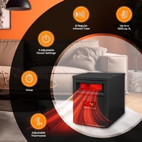 LifeSmart Infrared Quartz Heater with Remote 1500W Black