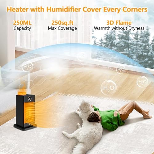 Beautyfan 3-in-1 Space Heater with Humidifier and 3D Flame Ambiance