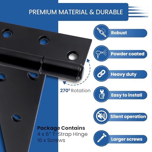 Smartini Co Heavy Duty 6-Inch T Strap Hinges