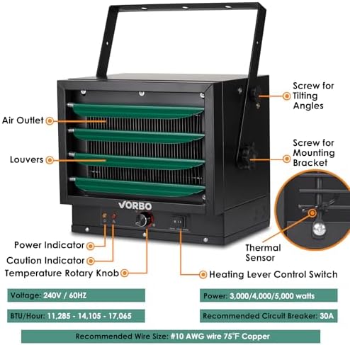 VORBO 5000W Garage Heater with Thermostat