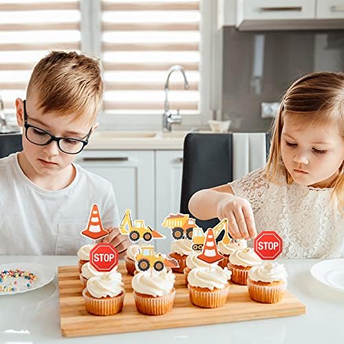 ZHUOWEISM 36PCS Construction Cupcake Toppers Decorations