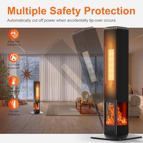 SUNGDOGIN 31 Electric Space Heater with 3D Flame and Remote Control