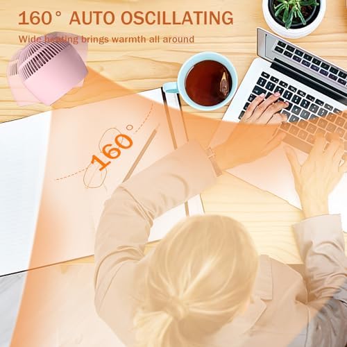 LIEWET 1200W Mini Desk Heater with 160 Auto Oscillation