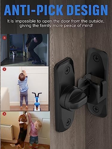 MeBantoo 90180 Degree Flip Barn Door Lock - Black 1PC