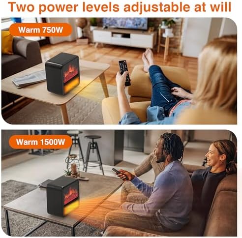 Alpaca Mini Electric Fireplace Heater with Realistic Flame and Thermostat