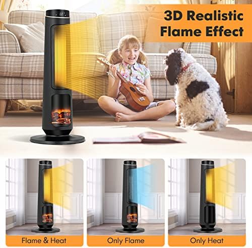 PETSITE 30 Electric Space Heater with 3D Flame and Remote Control