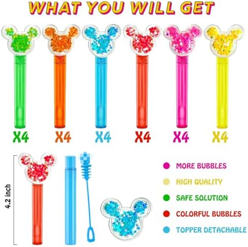 24Pcs Glitter Mouse Ear Bubble Wand Set for Kids