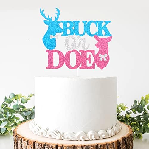 Caiwowo Buck Or Doe Baby Shower Cake Topper - Blue Boy Or Pink Girl