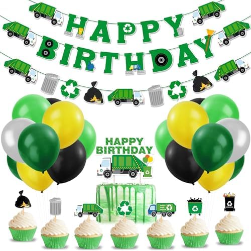 Bessmoso Garbage Truck Birthday Party Decoration Set