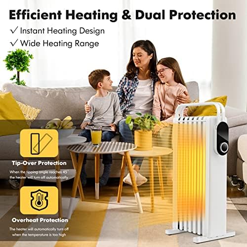 PETSITE Oil Filled Radiator Heater 1500W 3 Heat Settings