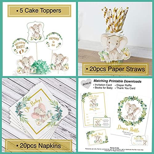 252 Piece Elephant Baby Shower Decor Kit - Gender Neutral