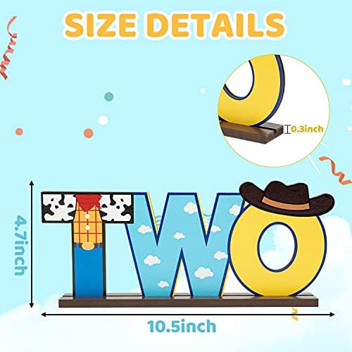 C1krint Cowboy 2nd Birthday Wooden Centerpiece