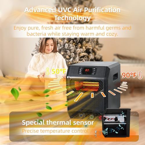 RealSmart 1500W Infrared Space Heater with UVC Purification and 3 Modes
