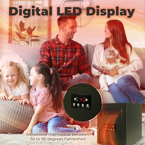LifeSmart Infrared Quartz Heater 1500W Portable with Remote Control Black