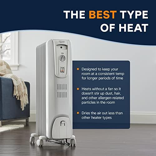 DeLonghi TRH0715 Oil Filled Radiant Heater 1500W Quiet Portable
