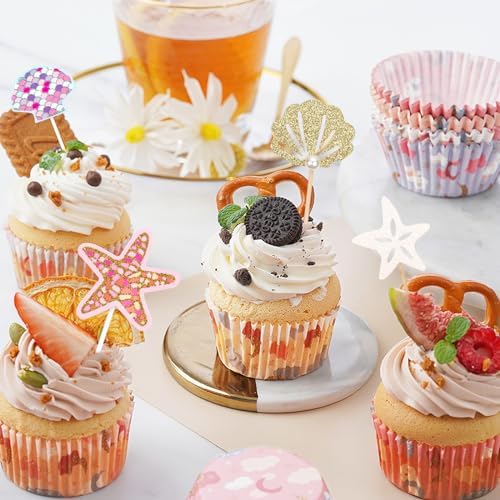 Wootkey 36 pcs Mermaid Cake Toppers Birthday Party Decorations